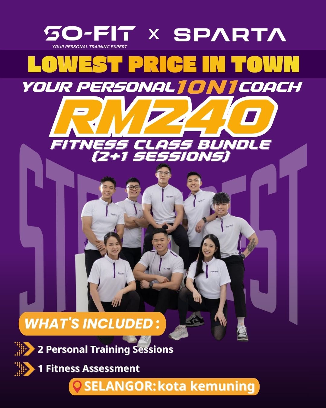 <span style="color: purple;">Sofit Fitness |Kota Kemuning|1 on 1 coach - 2+1 Session </span>