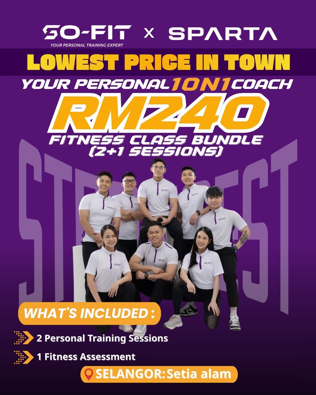 <span style="color: purple;">Sofit Fitness |Setia Alam|1 on 1 coach - 2+1 Session</span>